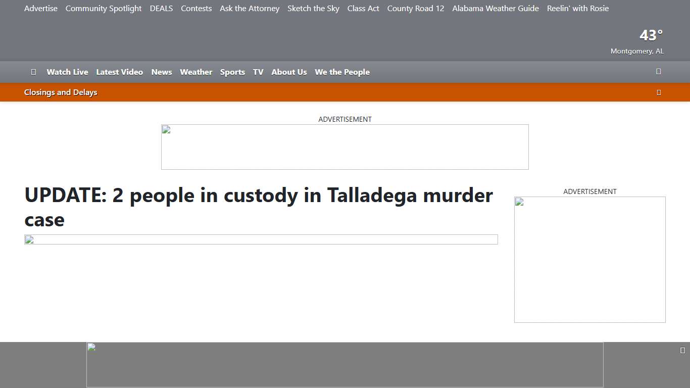 UPDATE: 2 people in custody in Talladega murder case