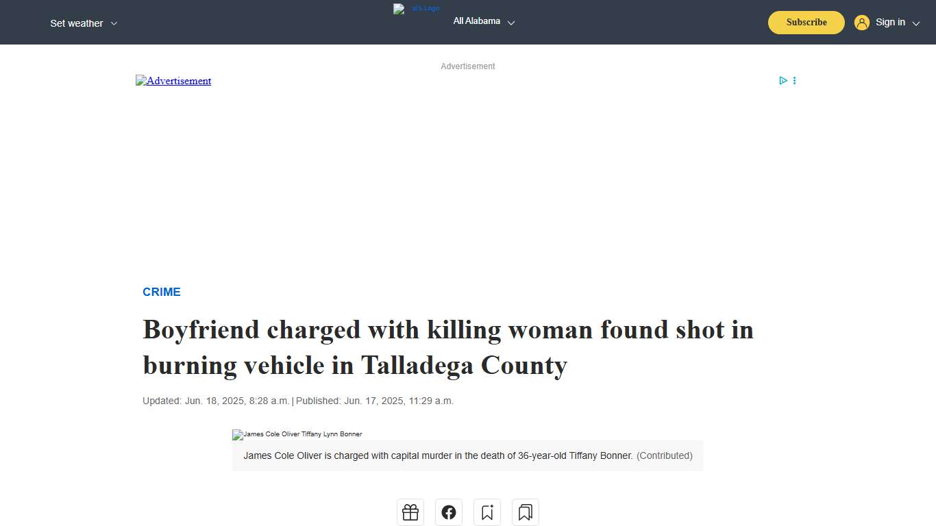 Boyfriend charged with killing woman found shot in burning vehicle in Talladega County - al.com